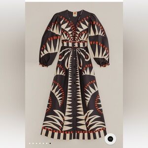 Farm Rio Coconut Grove Puff-Sleeve V-Neck Maxi Dress